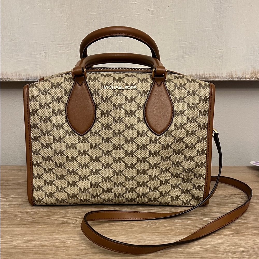 Michael Kors Signature Brown and Cream Satchel